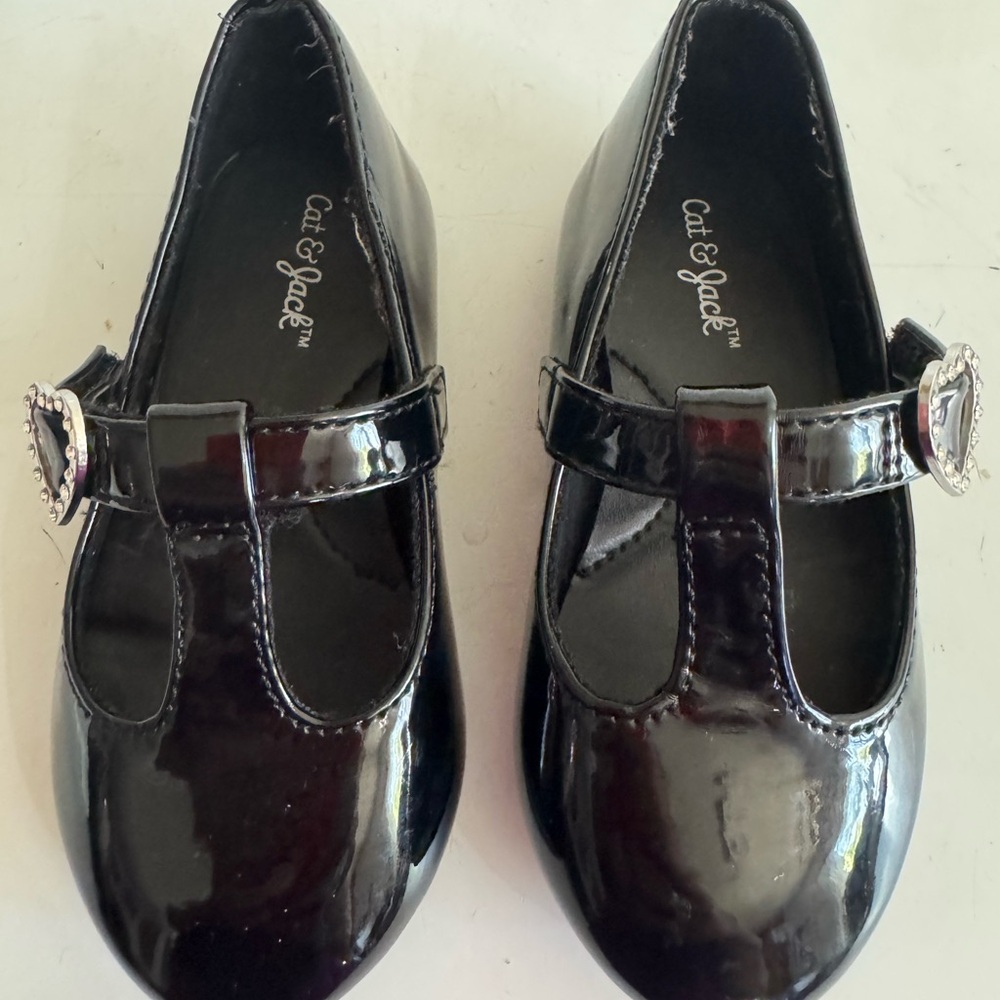 Cat & Jack Shiny Black Kids Dress Shoes